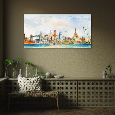 Icons of the World in Colors Glass Print