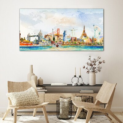 Icons of the World in Colors Glass Print