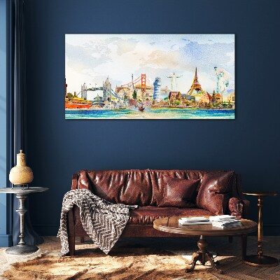 Icons of the World in Colors Glass Print