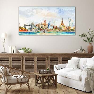Icons of the World in Colors Glass Print