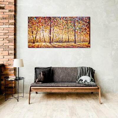 Autumn forest nature Glass Print