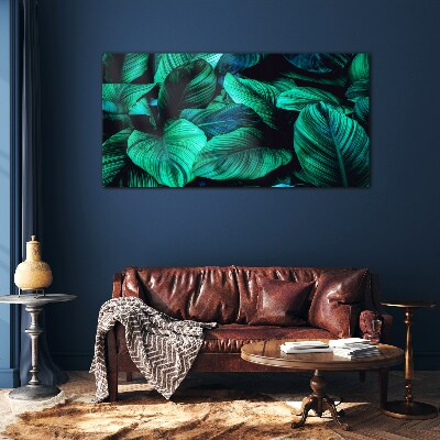 Green tropical leaves Glass Print