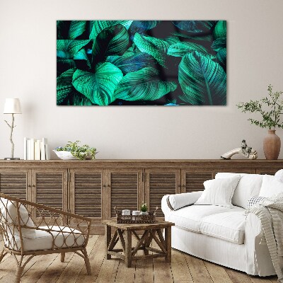 Green tropical leaves Glass Print