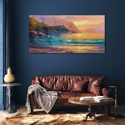 A quiet morning by the sea Glass Print