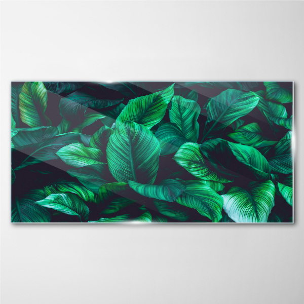 Green Symphony of Leaves Glass Print