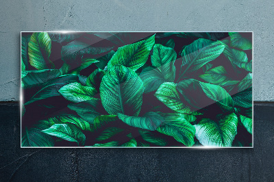 Green Symphony of Leaves Glass Print