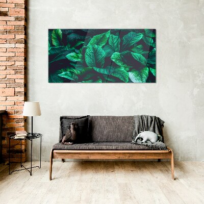 Green Symphony of Leaves Glass Print
