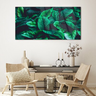 Green Symphony of Leaves Glass Print
