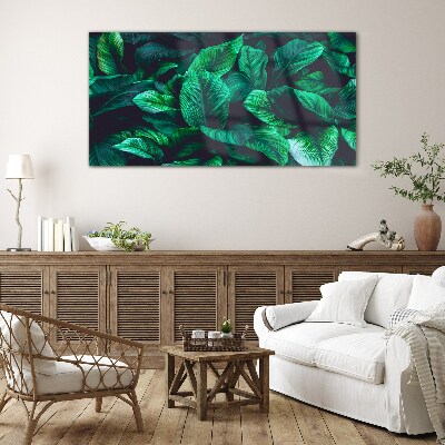Green Symphony of Leaves Glass Print