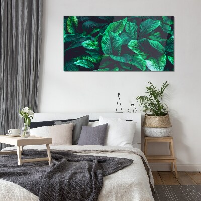 Green Symphony of Leaves Glass Print