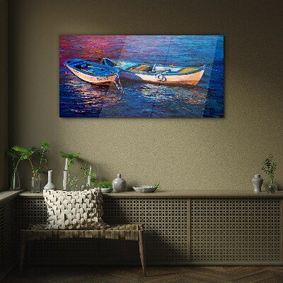 A peaceful port in the color of dreams Glass Wall Art