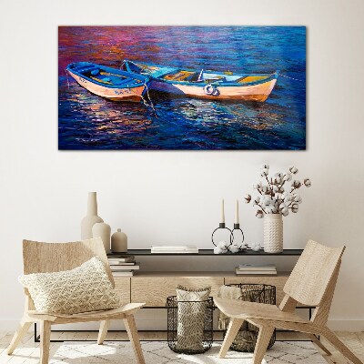 A peaceful port in the color of dreams Glass Wall Art