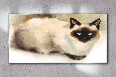 Siamese Cat in Soft Watercolors Glass Wall Art