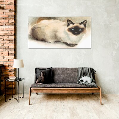 Siamese Cat in Soft Watercolors Glass Wall Art