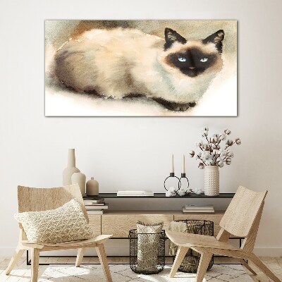 Siamese Cat in Soft Watercolors Glass Wall Art