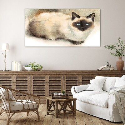 Siamese Cat in Soft Watercolors Glass Wall Art