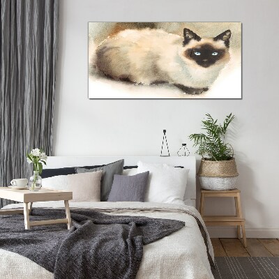 Siamese Cat in Soft Watercolors Glass Wall Art