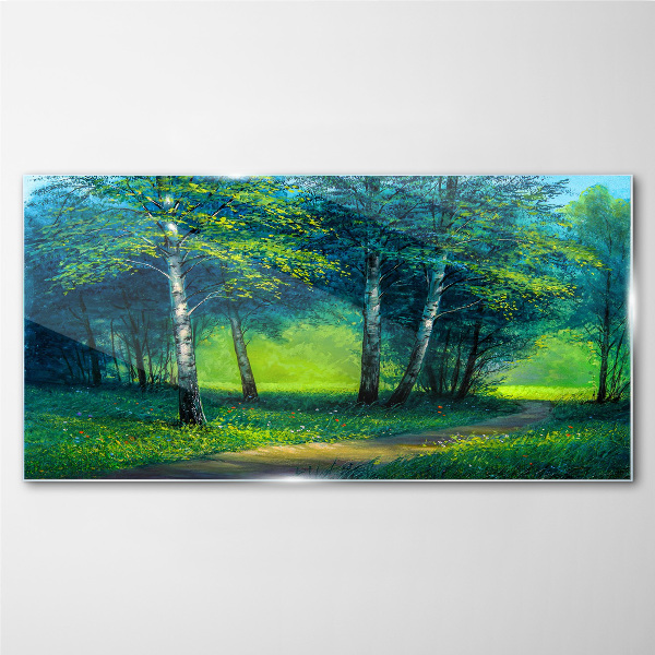 Green forest in the summer sun Glass Print
