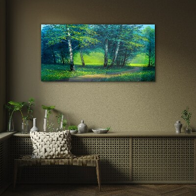 Green forest in the summer sun Glass Print