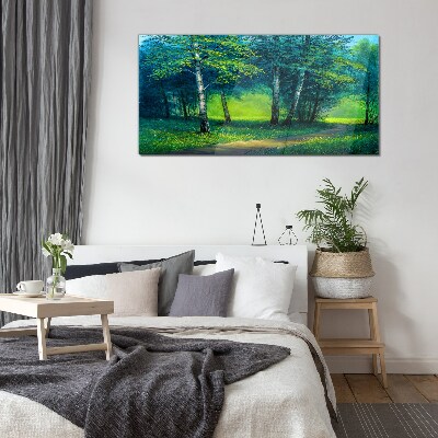 Green forest in the summer sun Glass Print