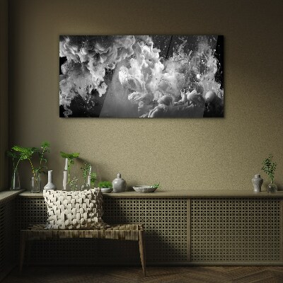 Dynamic clouds in black and white Glass Print