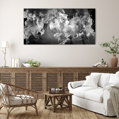 Dynamic clouds in black and white Glass Print