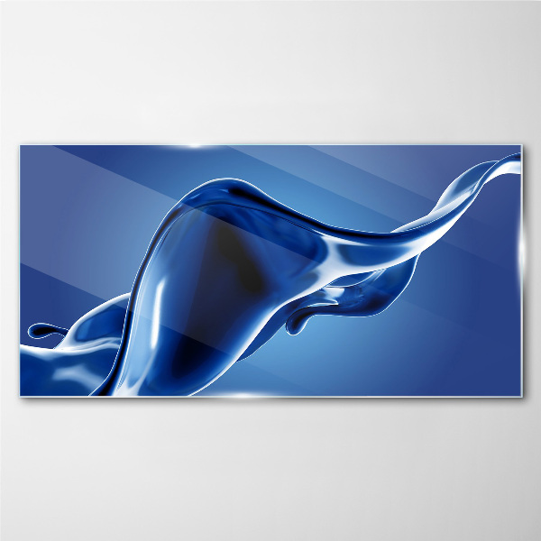 Blue light wave Glass Print