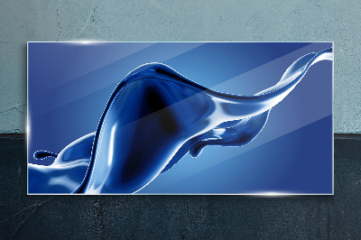 Blue light wave Glass Print