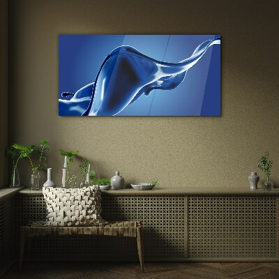 Blue light wave Glass Print