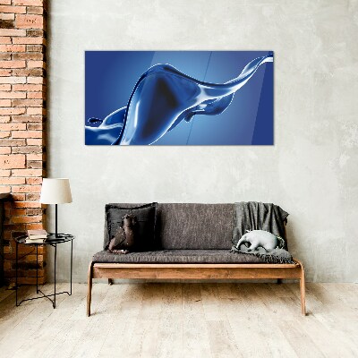 Blue light wave Glass Print