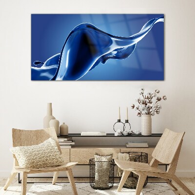 Blue light wave Glass Print