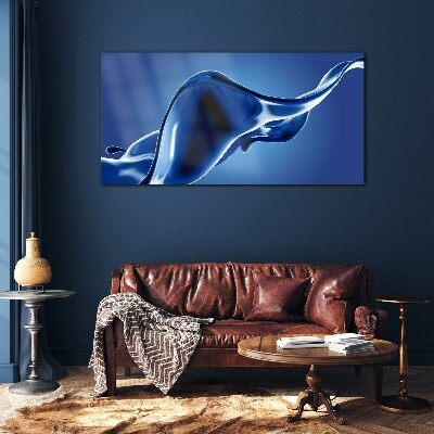 Blue light wave Glass Print