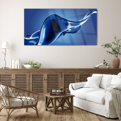Blue light wave Glass Print