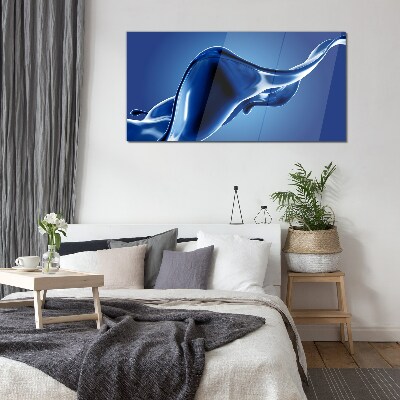 Blue light wave Glass Print