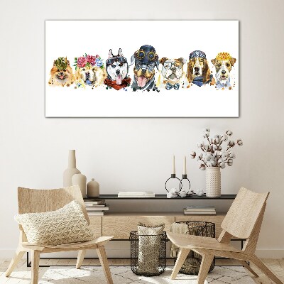Dogs in fashionable accessories Glass Print