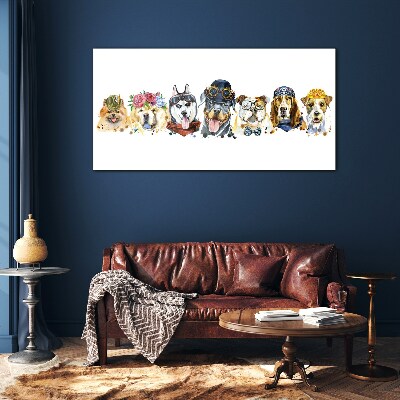 Dogs in fashionable accessories Glass Print