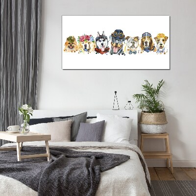 Dogs in fashionable accessories Glass Print