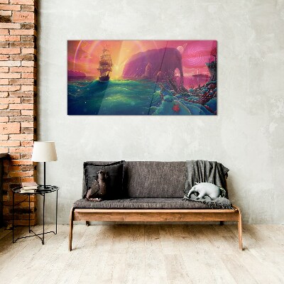 A magical journey through a colorful ocean Glass Print
