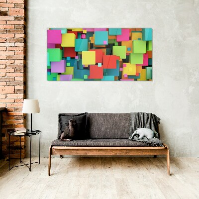 Abstract cubes Glass Print