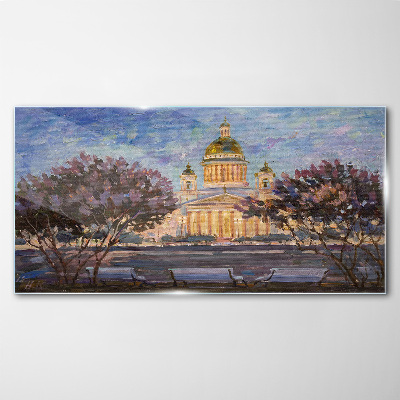 The Cathedral in the glow of the setting sun Glass Print