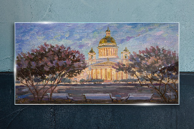 The Cathedral in the glow of the setting sun Glass Print