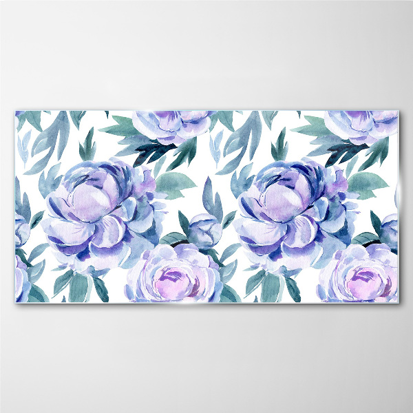 Floral landscape in shades of purple Glass Print