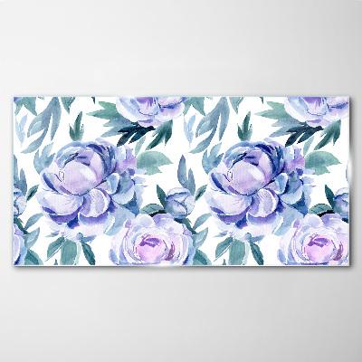 Floral landscape in shades of purple Glass Print
