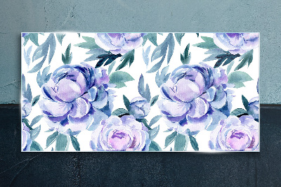 Floral landscape in shades of purple Glass Print
