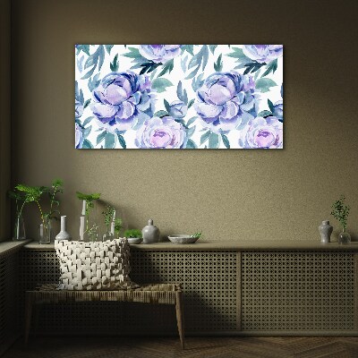 Floral landscape in shades of purple Glass Print