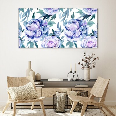 Floral landscape in shades of purple Glass Print