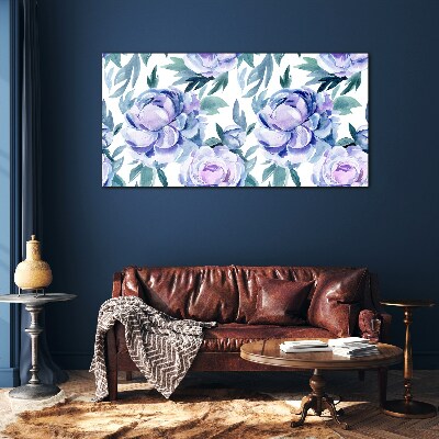 Floral landscape in shades of purple Glass Print