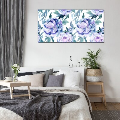 Floral landscape in shades of purple Glass Print