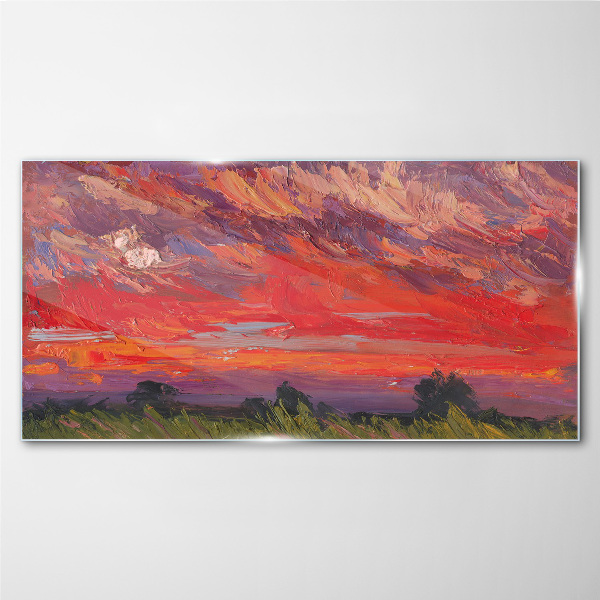 Sunset on Fire Glass Wall Art
