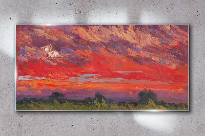 Sunset on Fire Glass Wall Art
